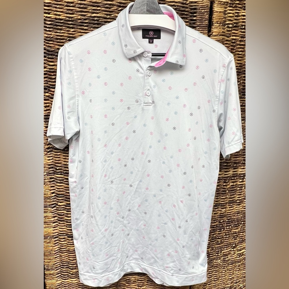 Five Iron Golf- Pink/White Polo Shirt-‎ Medium